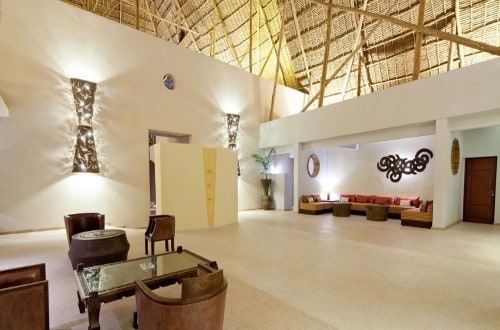 Reception lounge at Essque Zalu, Zanzibar. Travel with World Lifetime Journeys