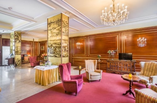 Reception lounge at Hotel Prinz Eugen in Vienna, Austria. Travel with World Lifetime Journeys