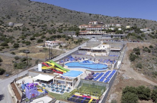 Resort panorama at Elounda Water Park Residence Hotel in Agios Nikolaos, Crete. Travel with World Lifetime Journeys