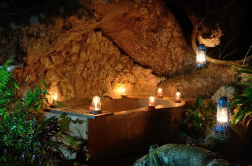 Romantic bath at Fumba Beach Lodge, Zanzibar. Travel with World Lifetime Journeys