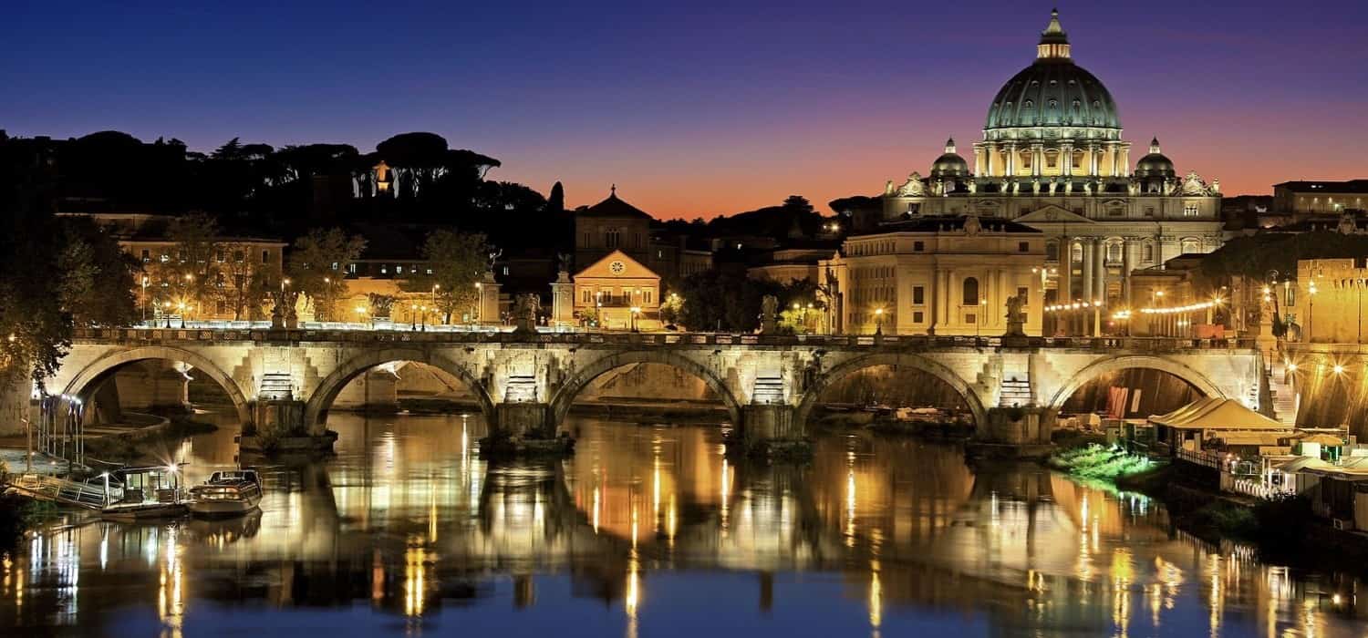 Rome with Tiber panorama. Travel with World Lifetime Journeys