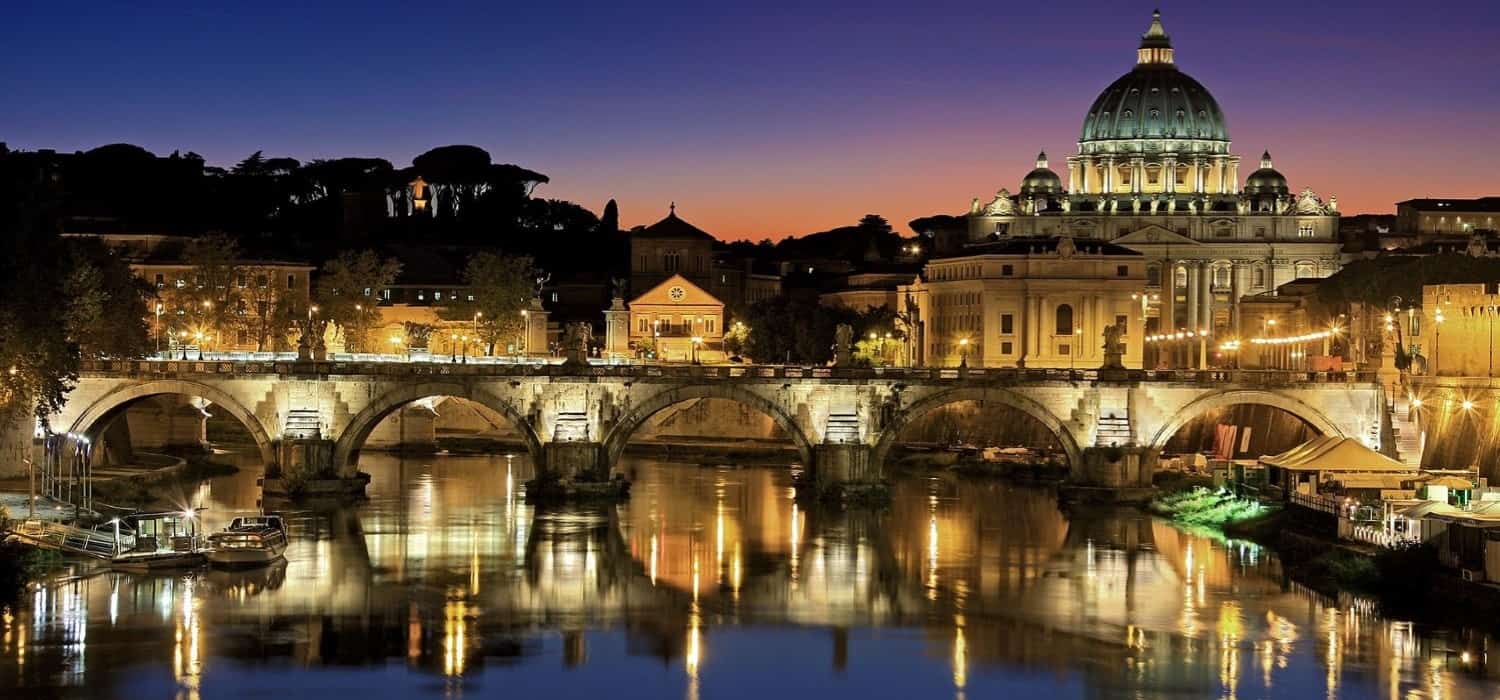 Rome with Tiber panorama. Travel with World Lifetime Journeys