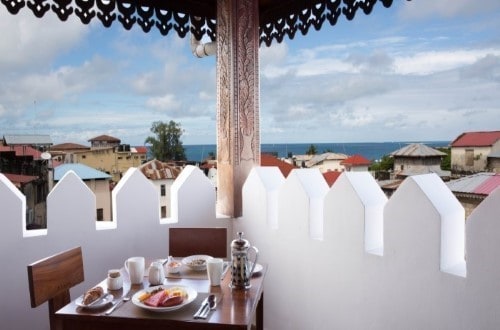 Room terrace at DoubleTree Stone Town, Zanzibar. Travel with World Lifetime Journeys