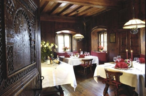 Rustic restaurant at Romantik Hotel Boglerhof in Alpbach, Austria. Travel with World Lifetime Journeys