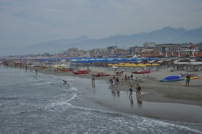 Sea and beach in Viareggio, Italy. Travel with World Lifetime Journeys