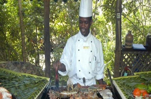Seafood cooking at Zanzibar Serena Hotel in Stone Town. Travel with World Lifetime Journeys