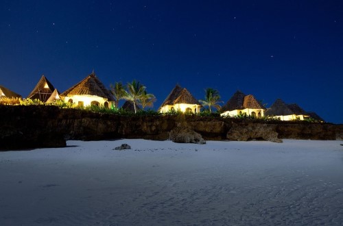 Seafront Suite night extern view at Essque Zalu, Zanzibar. Travel with World Lifetime Journeys