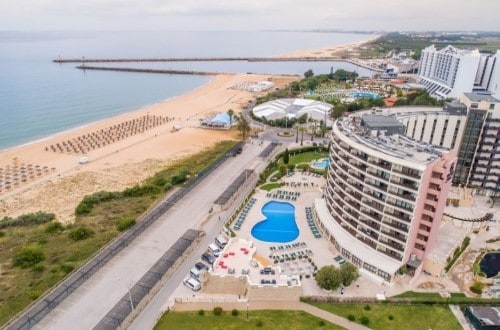 Side view of Vila Gale Ampalius Hotel in Vilamoura on Algarve coast, Portugal. Travel with World Lifetime Journeys