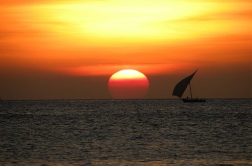 Splendid sunset at Palumbo Kendwa, Zanzibar. Travel with World Lifetime Journeys