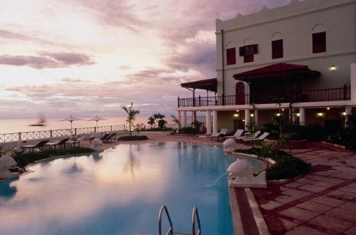Swimming pool at Zanzibar Serena Hotel in Stone Town. Travel with World Lifetime Journeys