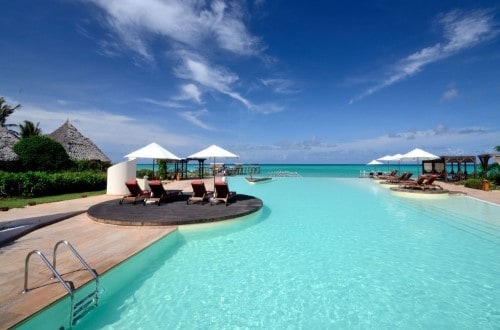 Swimming pool at Essque Zalu, Zanzibar. Travel with World Lifetime Journeys