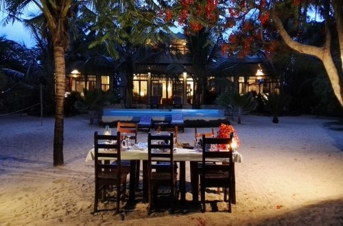 Beach dinner at Milele Villas, Zanzibar. Travel with World Lifetime Journeys