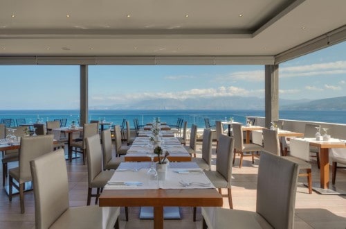 Terrace restaurant at Miramare Resort and Spa in Agios Nikolaos, Crete. Travel with World Lifetime Journeys