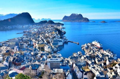 The approach to Ålesund on Norway Voyages. Travel with World Lifetime Journeys