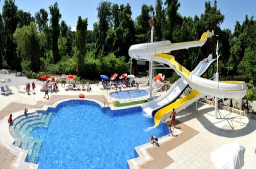 Waterslides at Lykia Botanika Beach in Fethiye, Turkey. Travel with World Lifetime Journeys