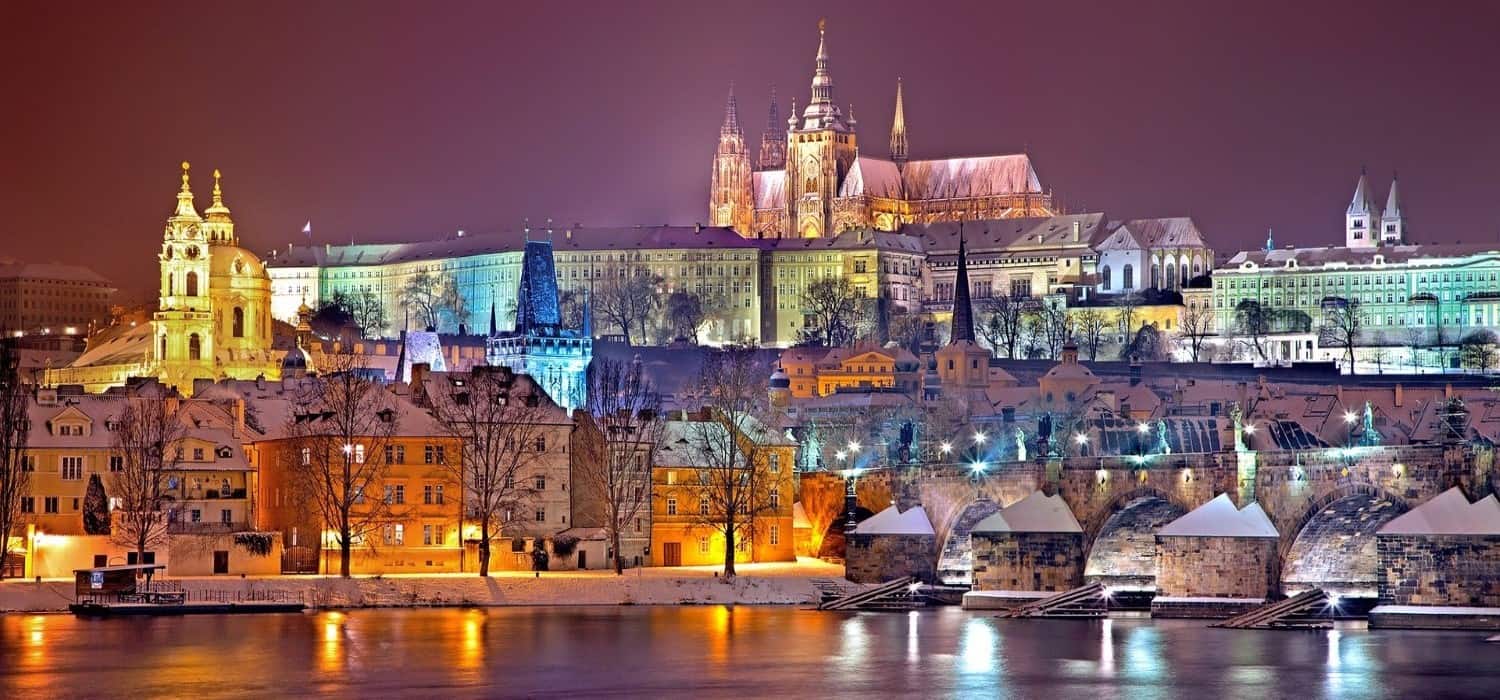 Winter night in Prague, Czech Republic. Travel with World Lifetime Journeys
