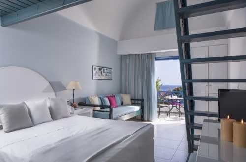 Family room at Veggera Hotel in Santorini, Greece. Travel with World Lifetime Journeys