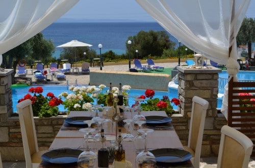 Restaurant view at Elea Village in Halkidiki, Greece. Travel with World Lifetime Journeys