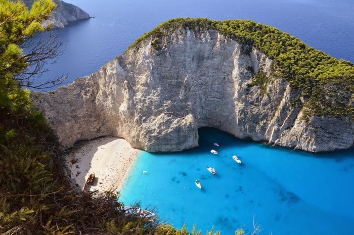 Turquoise waters in Zakynthos Island in Greece. Travel with World Lifetime Journeys
