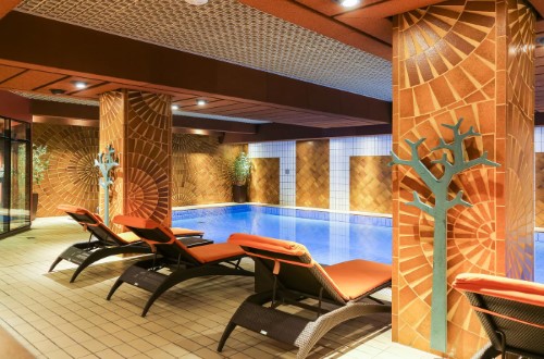 Indoor pool at Hotel Le Royal in Luxembourg city. Travel with World Lifetime Journeys