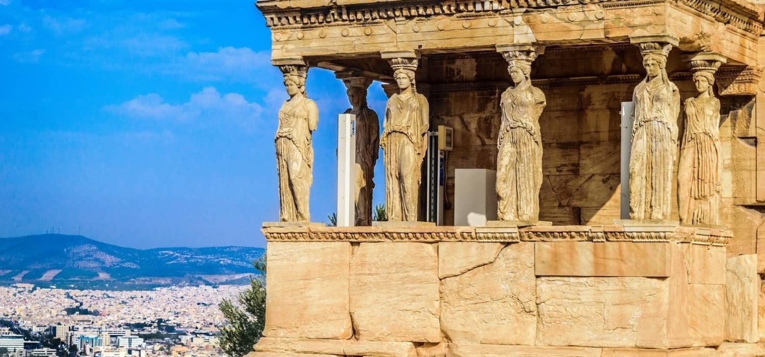 Caryatide at Acropolis in Athens, Greece. Travel with World Lifetime Journeys