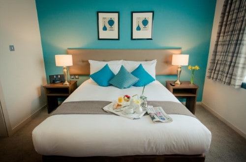 Double room at IMI Residence Dundrum Hotel in Dublin, Ireland. Travel with World Lifetime Journeys