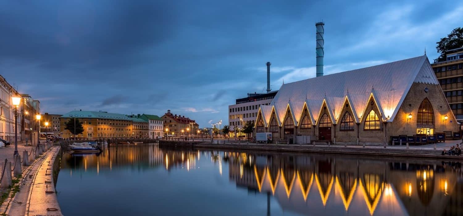 Fish market in Gothenburg by night, Sweden. Travel with World Lifetime Journeys