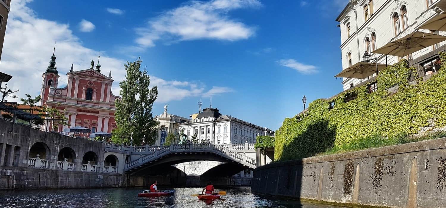 Ljubljanica River in Slovenia capital. Travel with World Lifetime Journeys