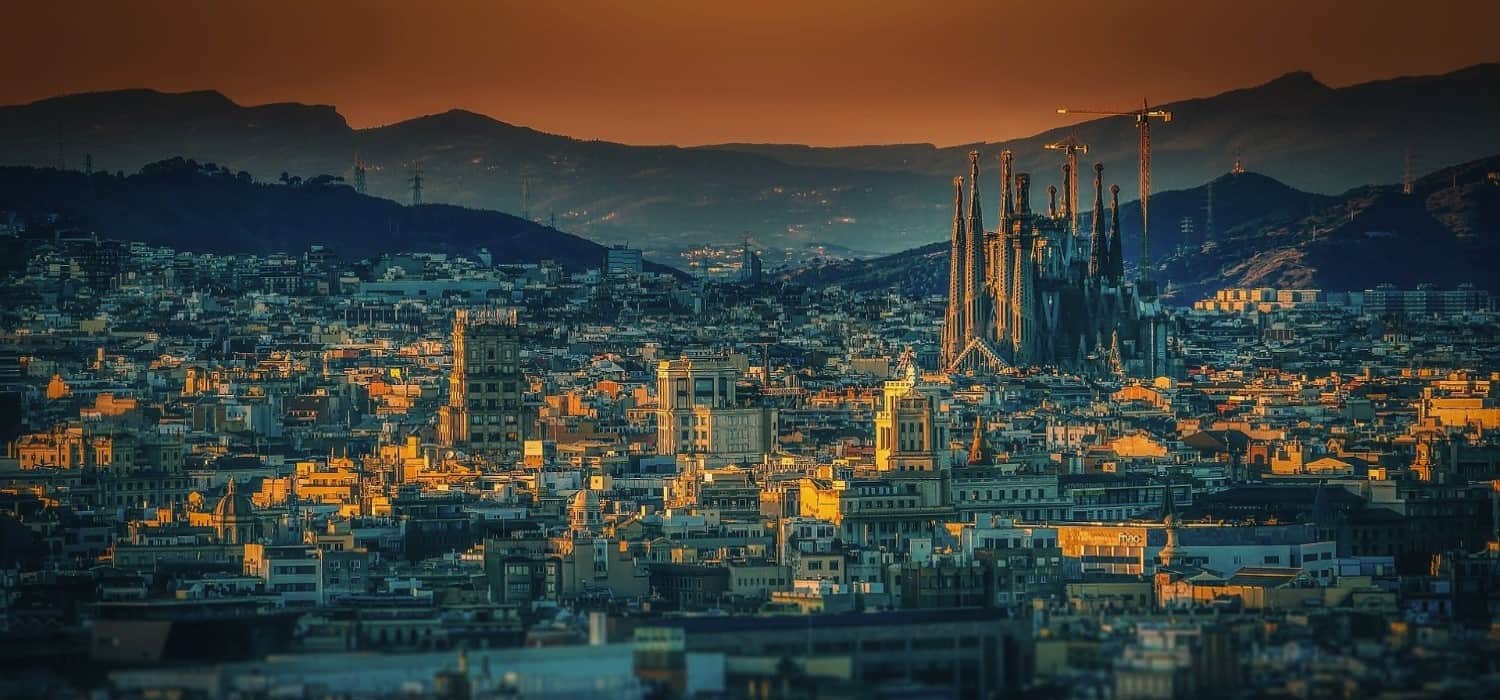 Panorama with Sagrada Familia in Barcelona, Spain. Travel with World Lifetime Journeys