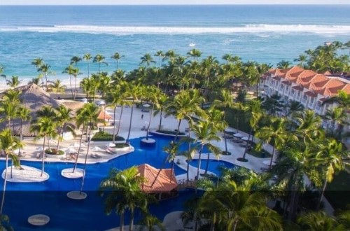 Pool airview at Occidental Caribe. Travel with World Lifetime Journeys in Punta Cana, Dominican Republic