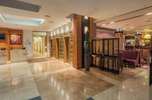 Reception area at Hilton Dublin Airport in Ireland. Travel with World Lifetime Journeys