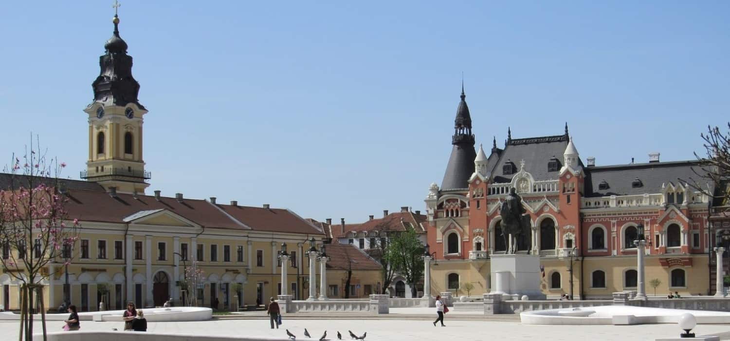 Union Square in Oradea, Romania. Travel with World Lifetime Journeys