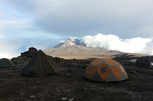 Tents on Kilimanjaro mountain. Travel with World Lifetime Journeys