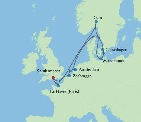 Northern Europe Capital Cities cruise map