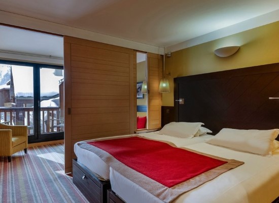 Superior bedroom at Peisey Vallandry Hotel French Alps. Travel with World Lifetime Journeys