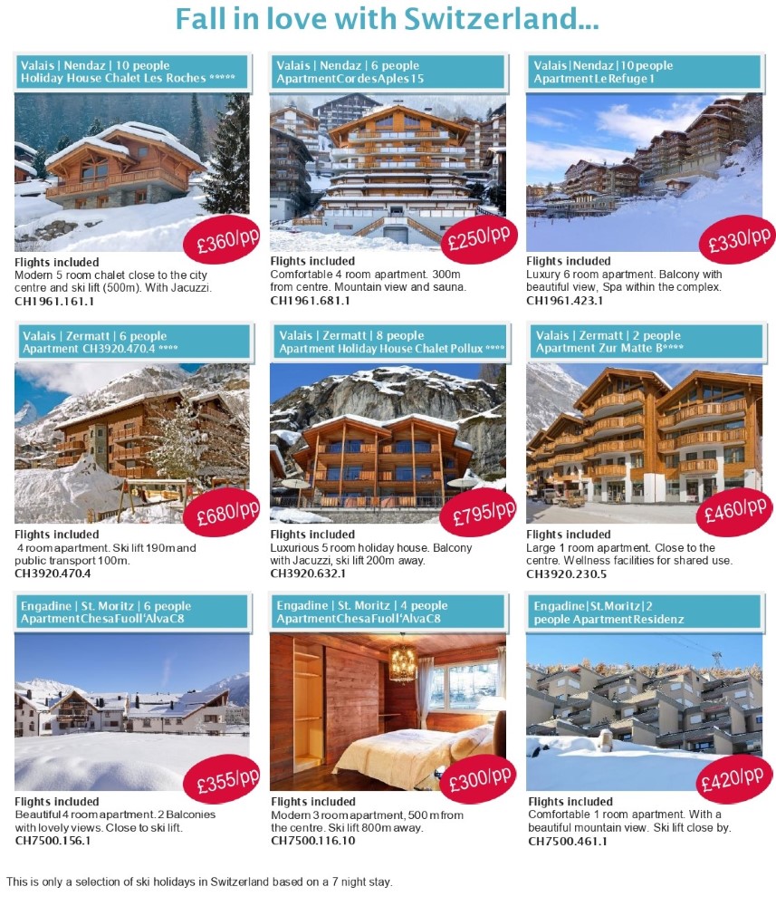 Winter Villa holidays Switzerland. Travel with World Lifetime Journeys